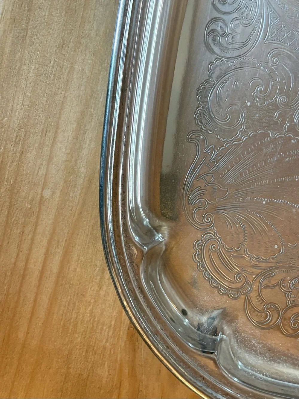 Silver Ornate Serving Tray with Handles - Decorative Home Accent